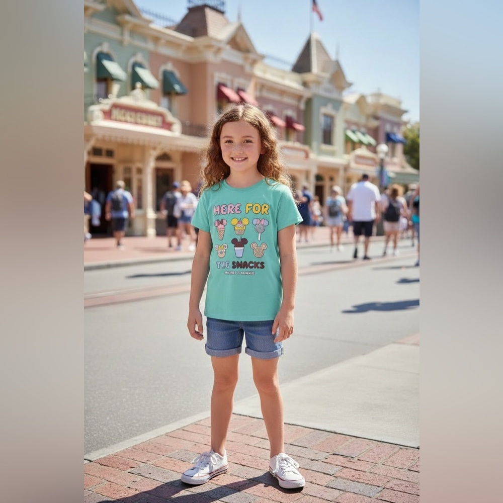 Disney Kids Aqua 'Here For The Desserts” Graphic Tee Girls Size XL